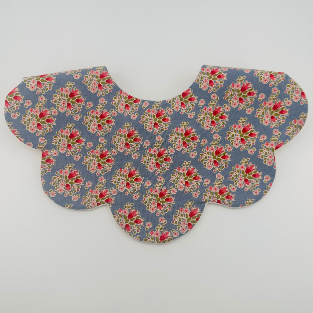 Scalloped Baby Bib – Blue and Pink Floral Print