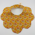Scalloped Baby Bib – Mustard and Red Floral Print