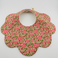 Scalloped Baby Bib – Pink and Green Floral Print