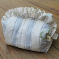 Handmade Ruffle Cosmetic Blue Stripe with Green Bow