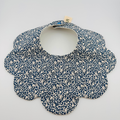 Scalloped Baby Bib – Blue Floral Print