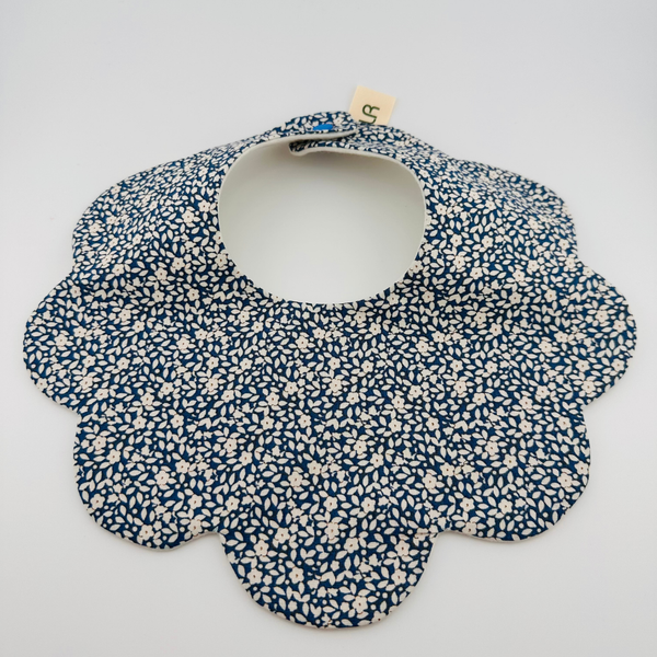 Scalloped Baby Bib – Blue Floral Print