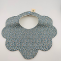 Scalloped Baby Bib – Blue Ditsy Print