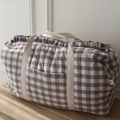 Handmade Ruffle Beige Gingham XL Weekender Bag