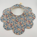 Scalloped Baby Bib – Blue Floral Print