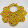 Scalloped Baby Bib – Green Floral Print