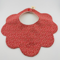 Scalloped Baby Bib – Red Ditsy Print