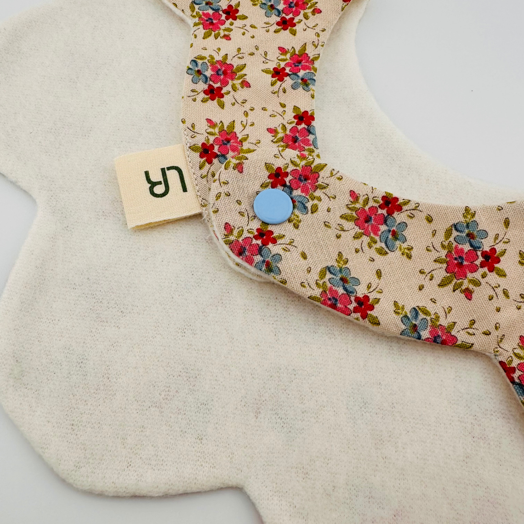 Scalloped Beige and Floral Baby Bib