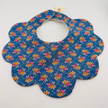Scalloped Baby Bib – Blue and Pink Floral Print