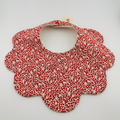 Scalloped Baby Bib – Red and Cream Floral Print