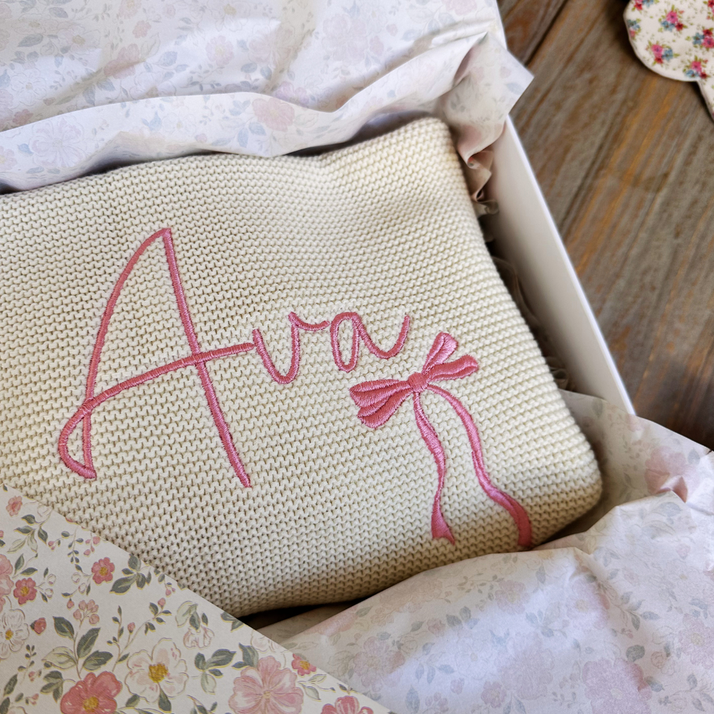 Personalised Baby Name Blanket with Bow