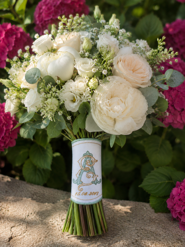 Monogrammed Bridal Bouquet Wrap